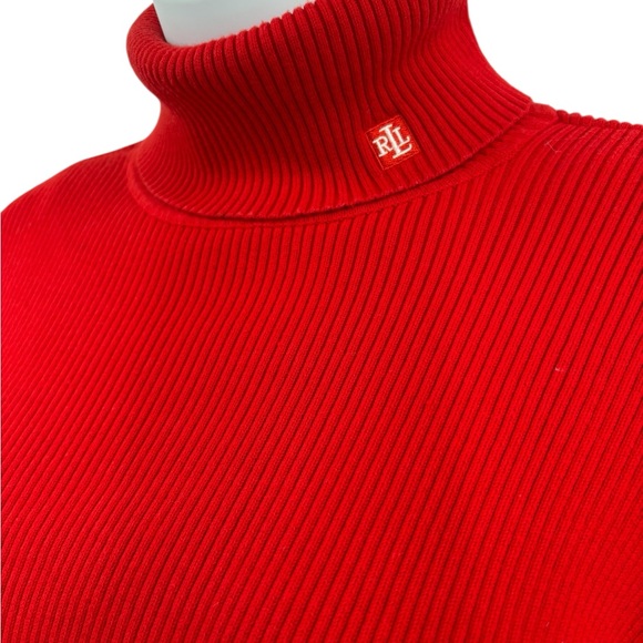 Lauren Ralph Lauren Red Ribbed Turtleneck Sweater Sz. XL RLL - Picture 4 of 8